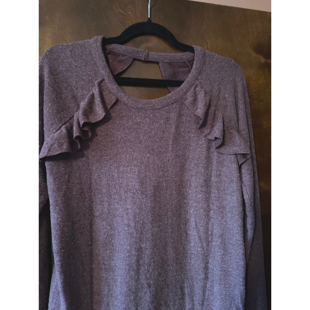 CHASER Womens Mulberry Ruffle Back Cutout Long Sleeve Sweatshirt Size S NWT - Picture 2 of 11